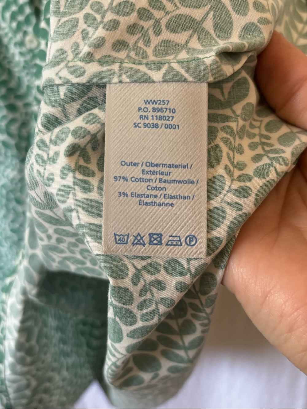 Boden Green Sophia Shirt Button Down Dress White Leafy Pattern Size 4R - Picture 6 of 11